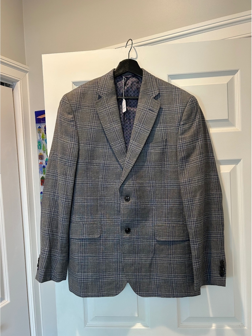 Ted Baker London Endurance Gray Plaid Blazer Jacket Made in Canada